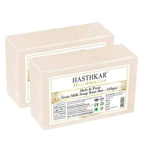 Hasthkar Handmades Soap Base Bar For Soap Making Goat Milk Melt & Pour Clear Transparent Glycerine Soap base SLS & SLES Paraben Free 450Gm Pack of 2
