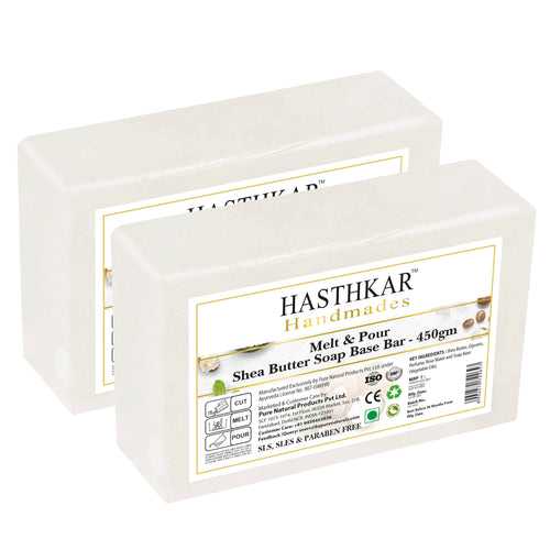 Hasthkar Handmades Soap Base Bar For Soap Making Shea Butter Melt & Pour Clear Transparent Glycerine Soap base SLS & SLES Paraben Free 450Gm Pack of 2