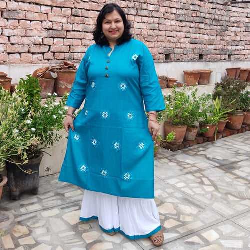 Plus size Rayon Embroidered Kurtaset with Sharara