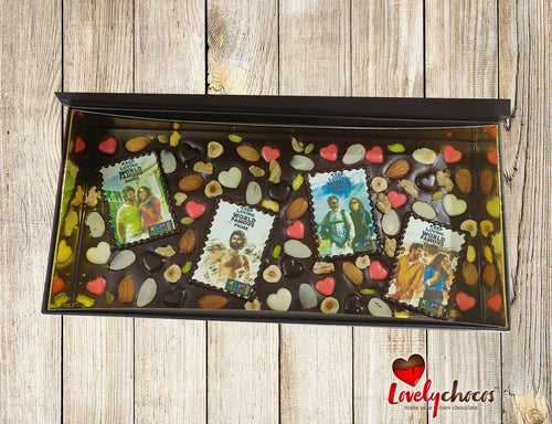 Personalized photo chocolate with love theme.