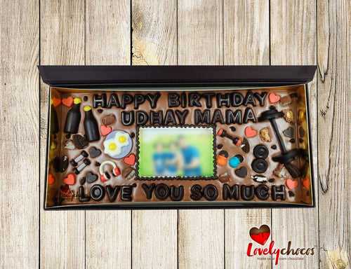 Customized birthday photo chocolate for a gym lover.