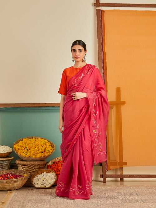 Dahlia Chanderi Sari