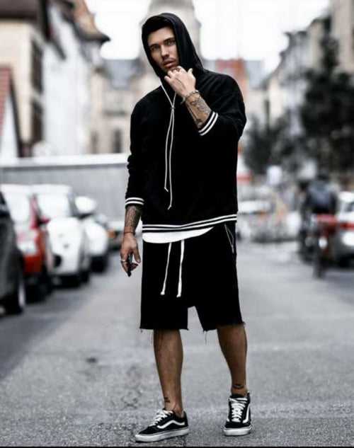 Black Hoodie n Shorts Tracksuit For Your Comfortable Look