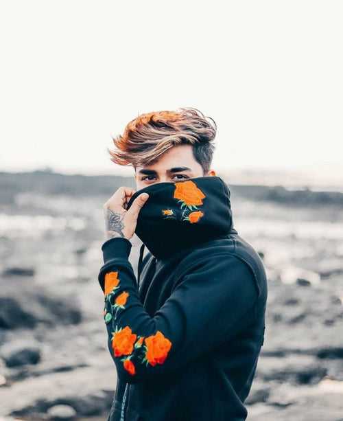 Floral Black Hoodie For Men