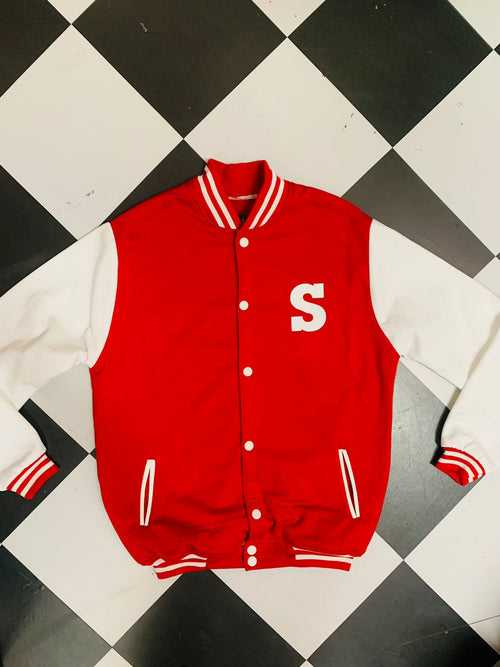 Customised Any Letter Red Colour Varsity™ Jacket
