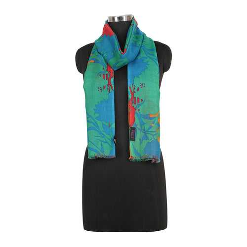 Green Printed Design Woolen Stole