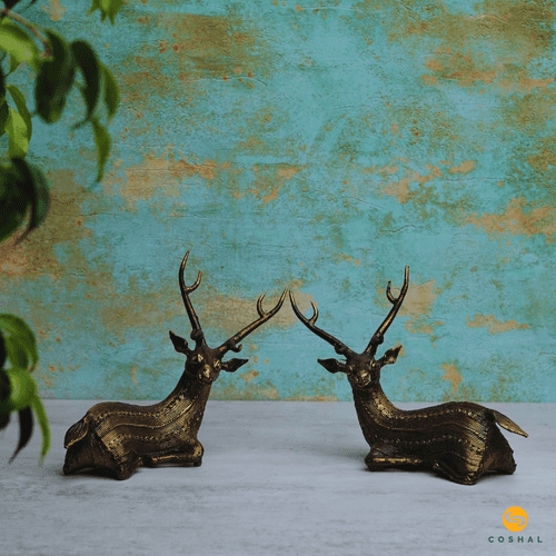 Bell Metal Deer Statue |  Best for table decor | Bastar Dhokra Art | Room Decor | Coshal | CD68