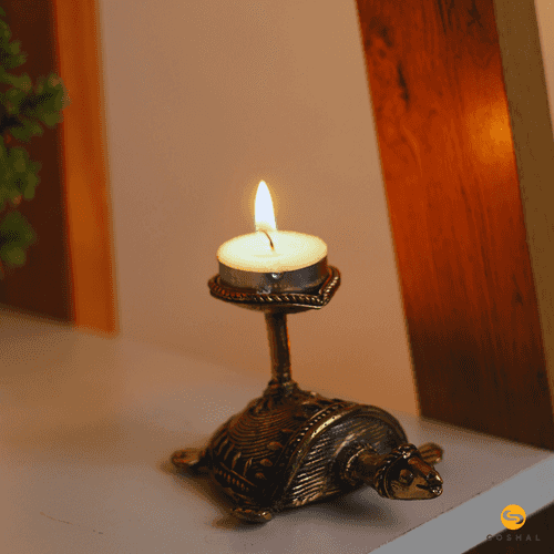 Brass Tortoise Tealight Candle Holder | Best for table decor Bastar Dhokra Art | Antique Decor | Coshal | CD79