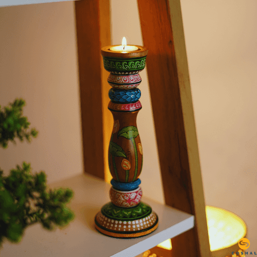 Hand Painted Candle stand | Odisha Pattachitra Art | Table Decor | Coshal | OD61