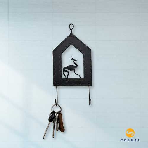 Key Holder | Wrought Iron Tribal designed Two Hooks Key Holder | Best for home décor | Coshal | CI15