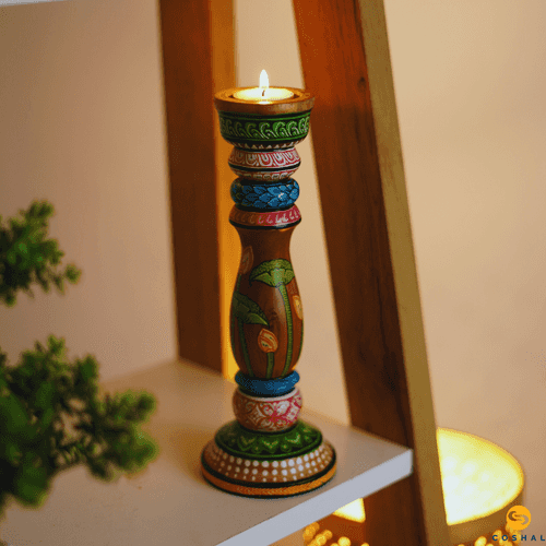Pattachitra Wooden Candle Holder | Best for table decor | Coshal | OD72