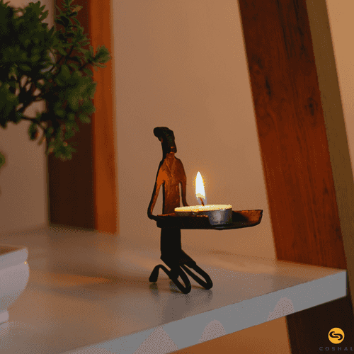 Wrought Iron Supa Candle stand | Tribal Tealight Candle Holder | Pitva Art | Coshal | CI35