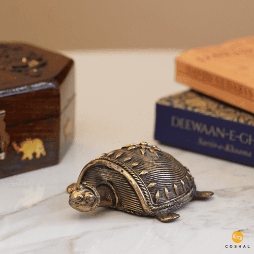 Handcrafted Brass Tortoise | Dhokra Brass Art | Best For attracting abundance | Coshal | CD10