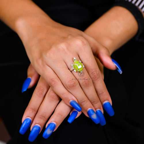 Green Meena Turtle Ring