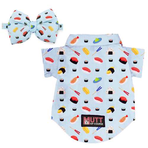Matching Sushi Surprise Dog Shirt & Dog Bow Tie  | Adjustable Bow Tie for Dogs | Breathable Fabric Shirt for Dogs