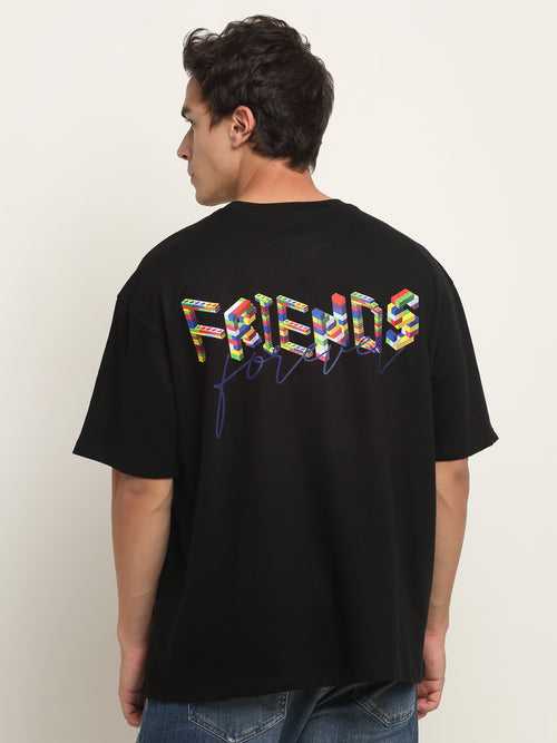 Friends Forever Blue Cursive Oversized T-Shirt