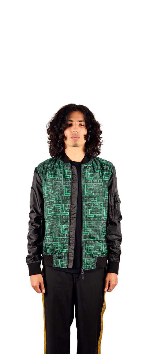 All Over Theorem Printed Contrast Sleeve Bomber
