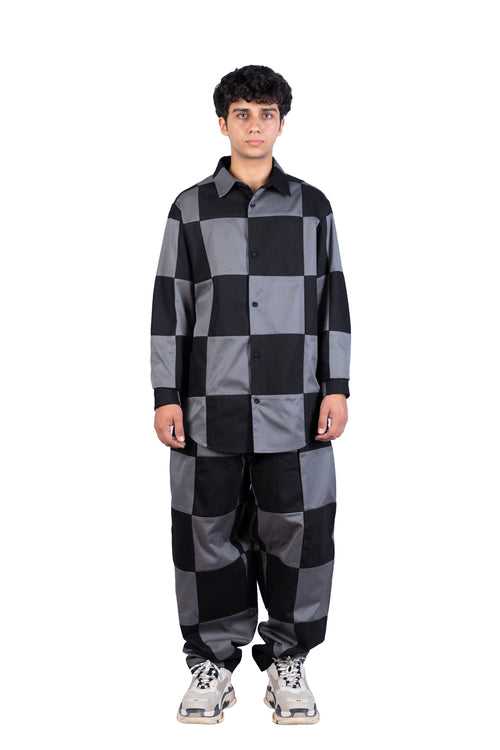 Marshall Patchwork Checkered Loose Fit Trousers