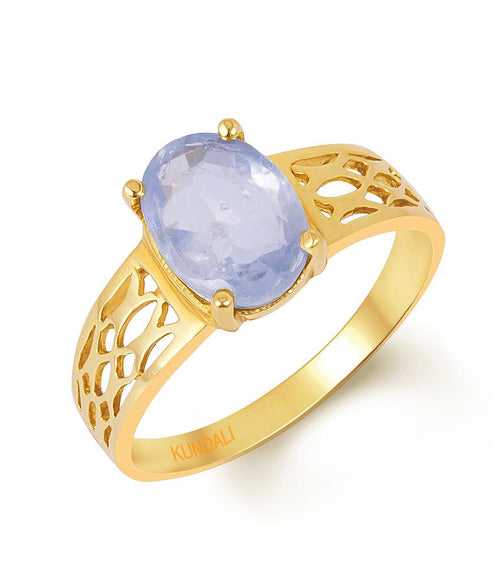 Azure Blue Sapphire (Neelam) gold ring