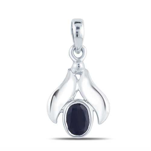 Lotus Blue Sapphire silver pendant