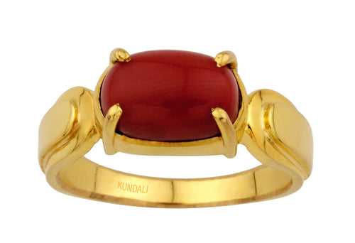 Timeless Coral (Moonga) gold ring