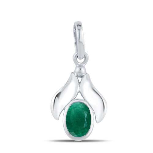 Lotus Emerald (Panna) silver pendant
