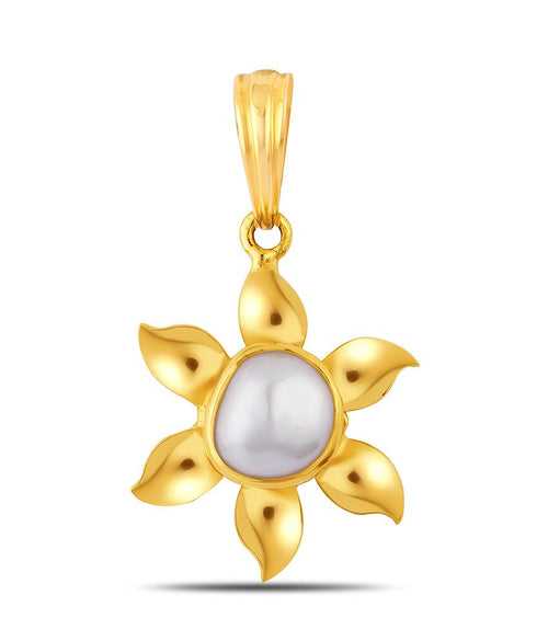 Sunflower Pearl (Moti) gold pendant