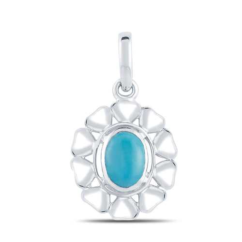 Bloom Turquoise (Firoza) silver pendant
