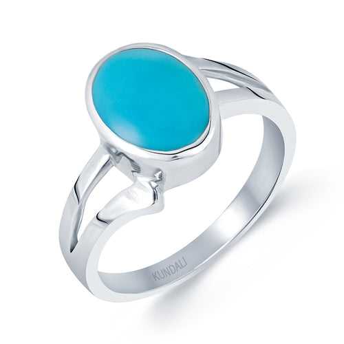 Elegant Turquoise (Firoza) silver ring