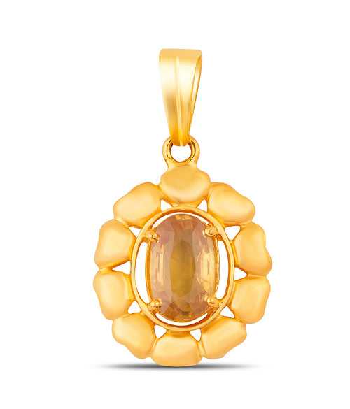 Bloom Yellow Sapphire (Pukhraj) gold pendant