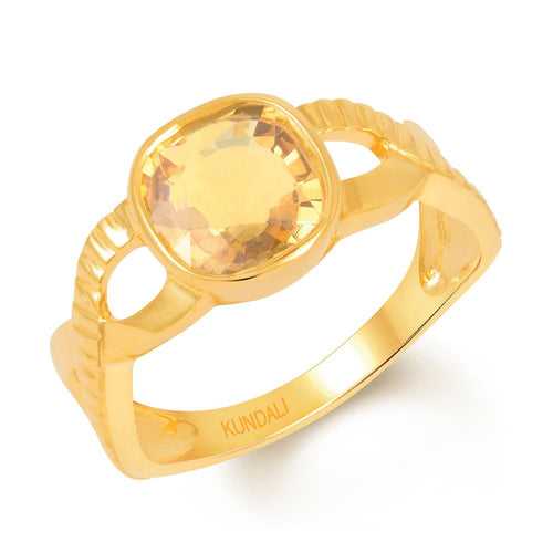 Celtic Yellow sapphire (Pukhraj) gold ring