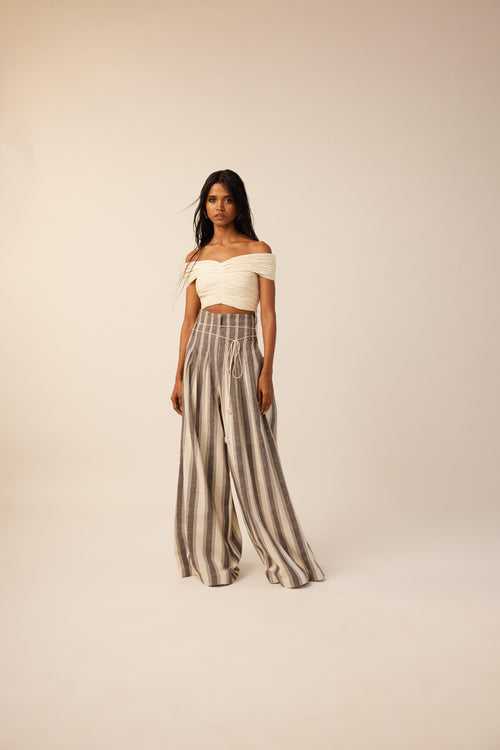 Amelia striped wide-leg pants