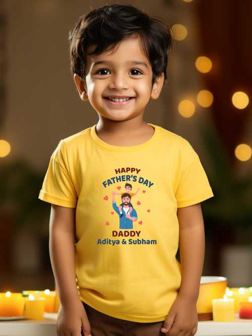 Happy Father's Day Daddy Kids Tshirt w/ Custom Name