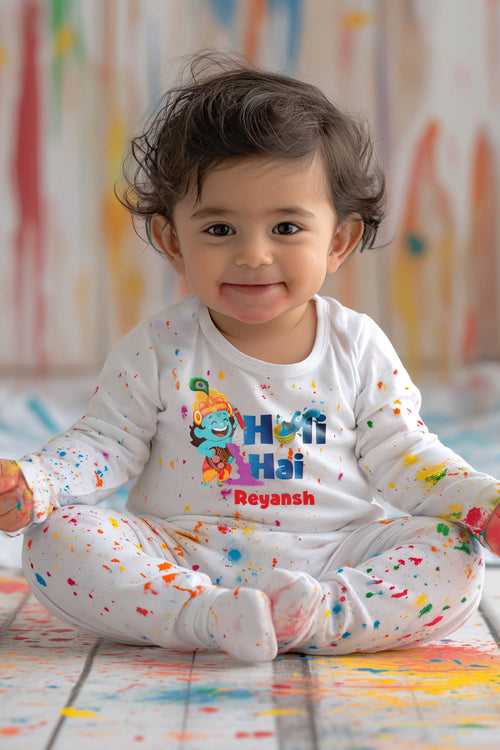 Holi Hai With Krishna Baby Romper | Onesies w/ Custom Name