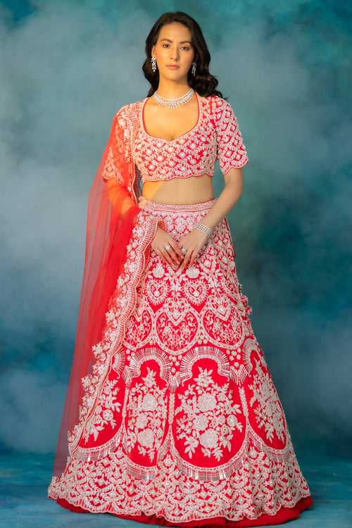 Red Adena Rays Lehenga