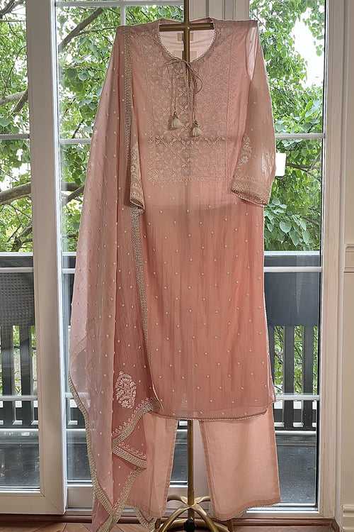 Pink Pearl Chikankari Kurta Set