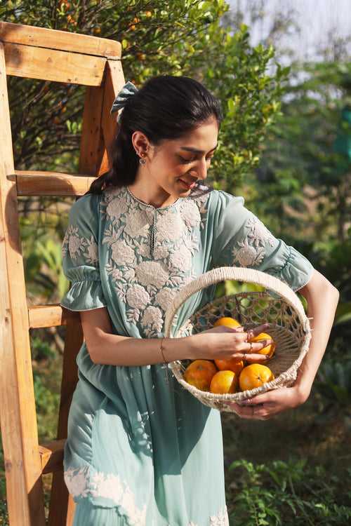 Fall Green Gardenia Harvest Long Dress