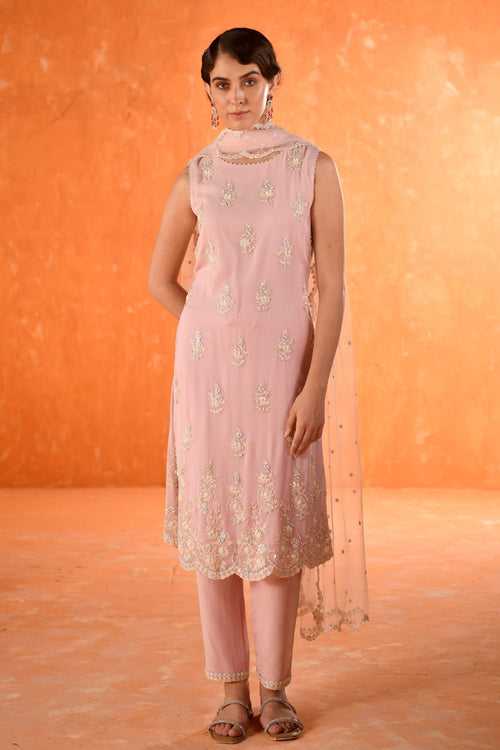 Pink Amaria A-line Long Kurta (Sale)