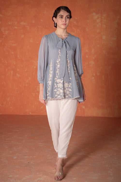 Blue Godet Tunic