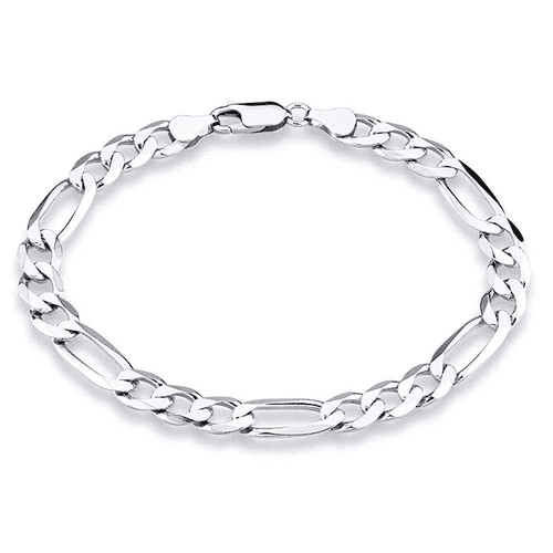 Fabunora - 925 Sterling Silver Figaro Chain Bracelet for Men's