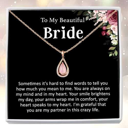 Heartfelt Gift For Bride 2024 - Rose Quartz Pure Silver Necklace Gift Set