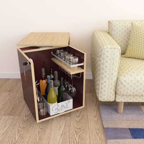 Classic Minibar Cabinet (High Gloss Dark Cherry Finish)