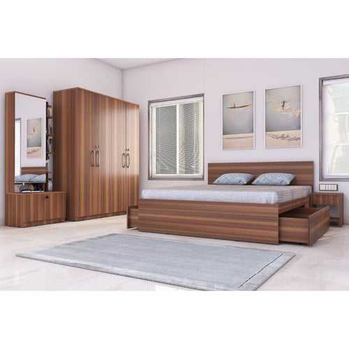 Royale 2 set of 5 modular furniture - King Bed, 4 Door Wardrobe, Dresser with Mirror and 2 side tables