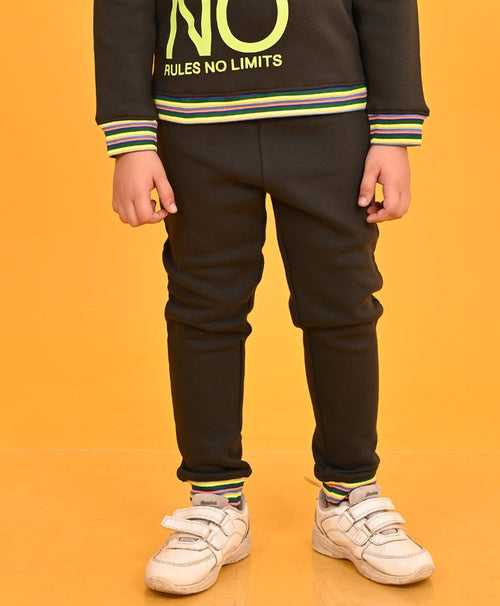 NO RULES OLIVE NEON RIBBED FLEECE BOYS JOGGER - OLIVE