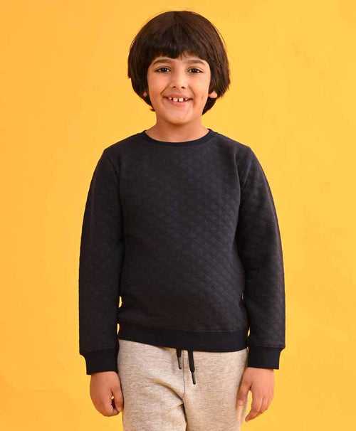 DIAMOND NAVY QUILTED BOYS SWEATSHIRT - NAVY