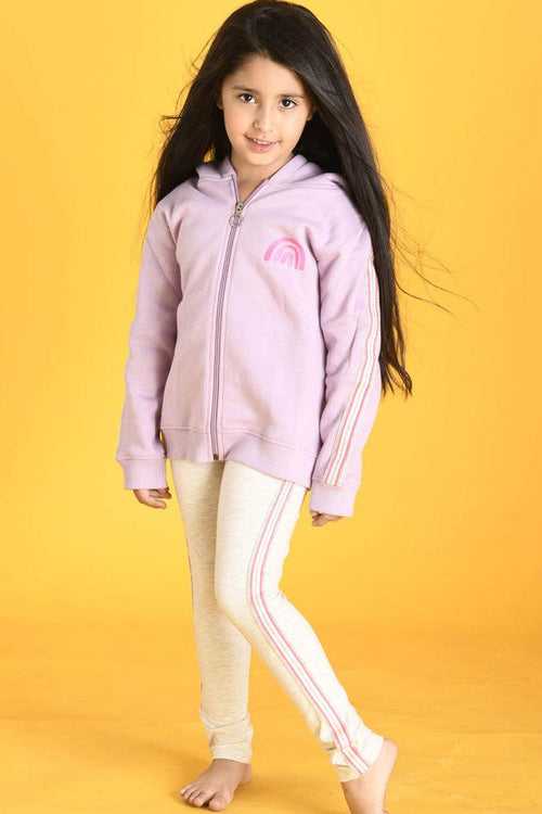 LAVENDER FLEECE SWEATSHIRT LEGGINGS SETS - PURPLE/GREY