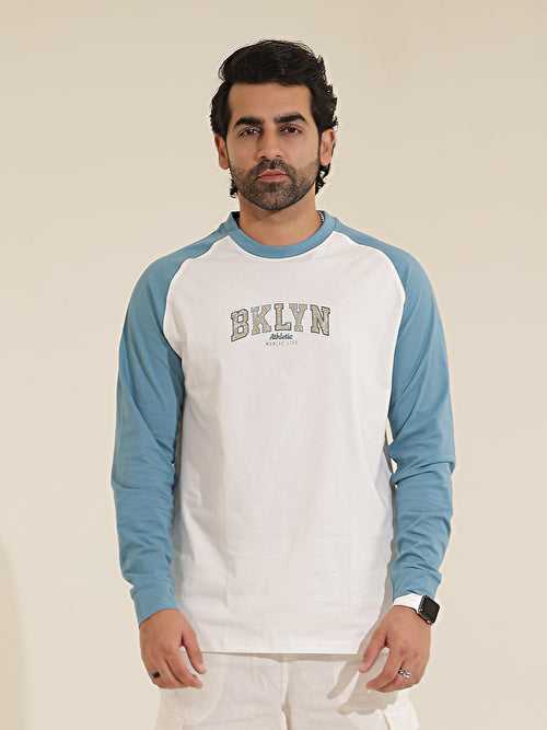 Brooklyn White Blue Full Sleeve T-Shirt