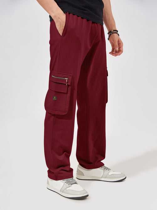 Baggy Side Zip Pocket Burgundy Cargo