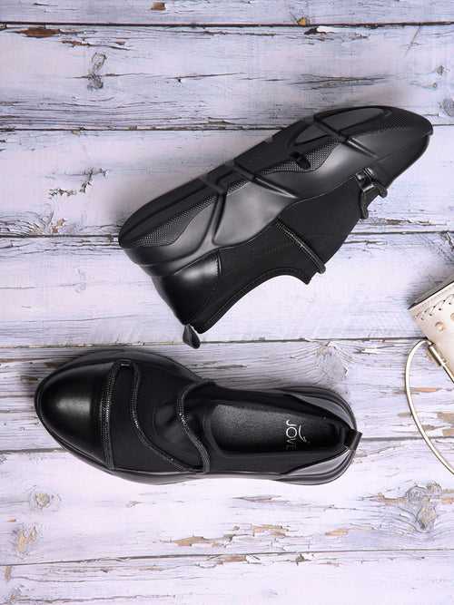 Women Black Embellished Loafers