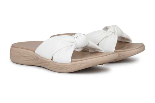 Women White Solid Open Toe Flats